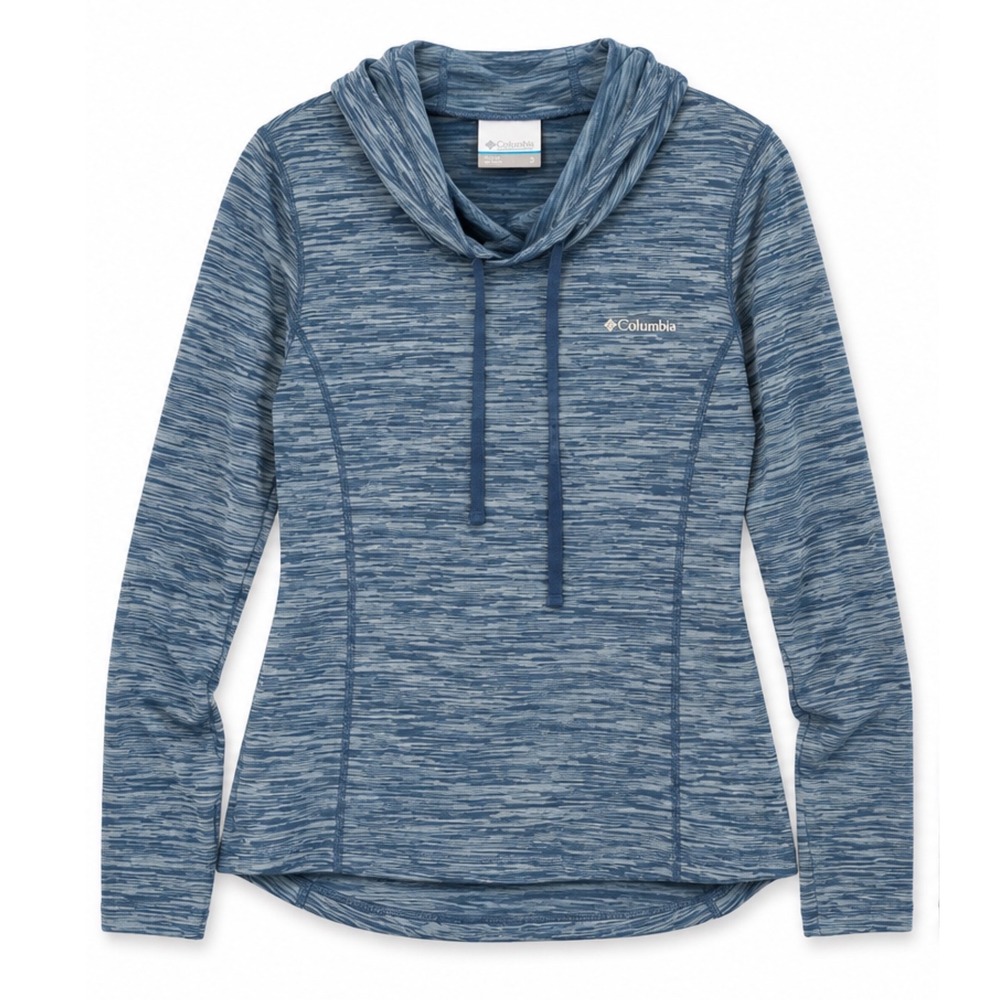 Columbia Women Blue Marled Cowl Neck Hoodie Pullover Heathered Space Dye Small